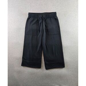 Quince Pants Womens Medium Black SuperSoft Fleece Cropped Wide Leg Sweatpants